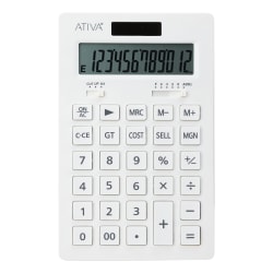 1657 - Ativa 12-Digit Desktop Calculator With Cost And Margin, White