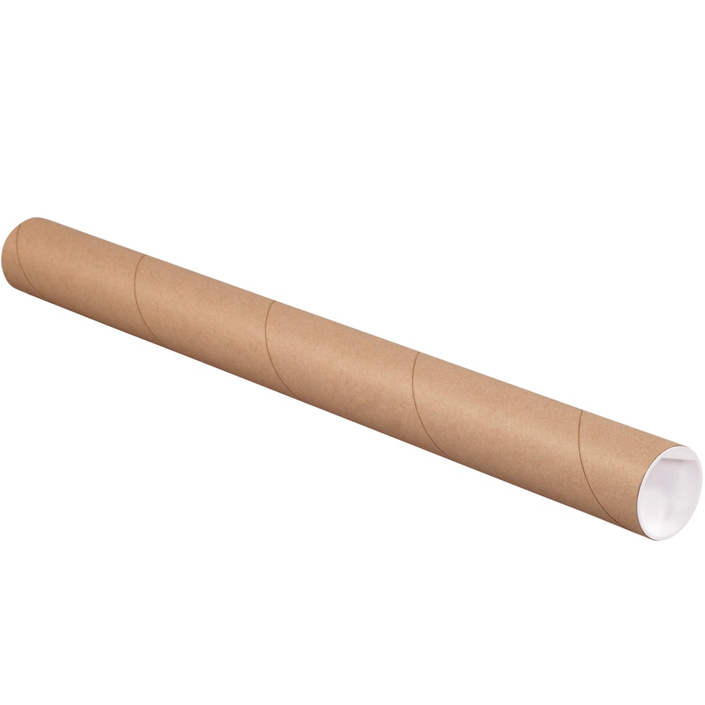 Office Depot Brand Kraft Mailing Tubes With Plastic Endcaps, 2in x 12in, Pack Of 50