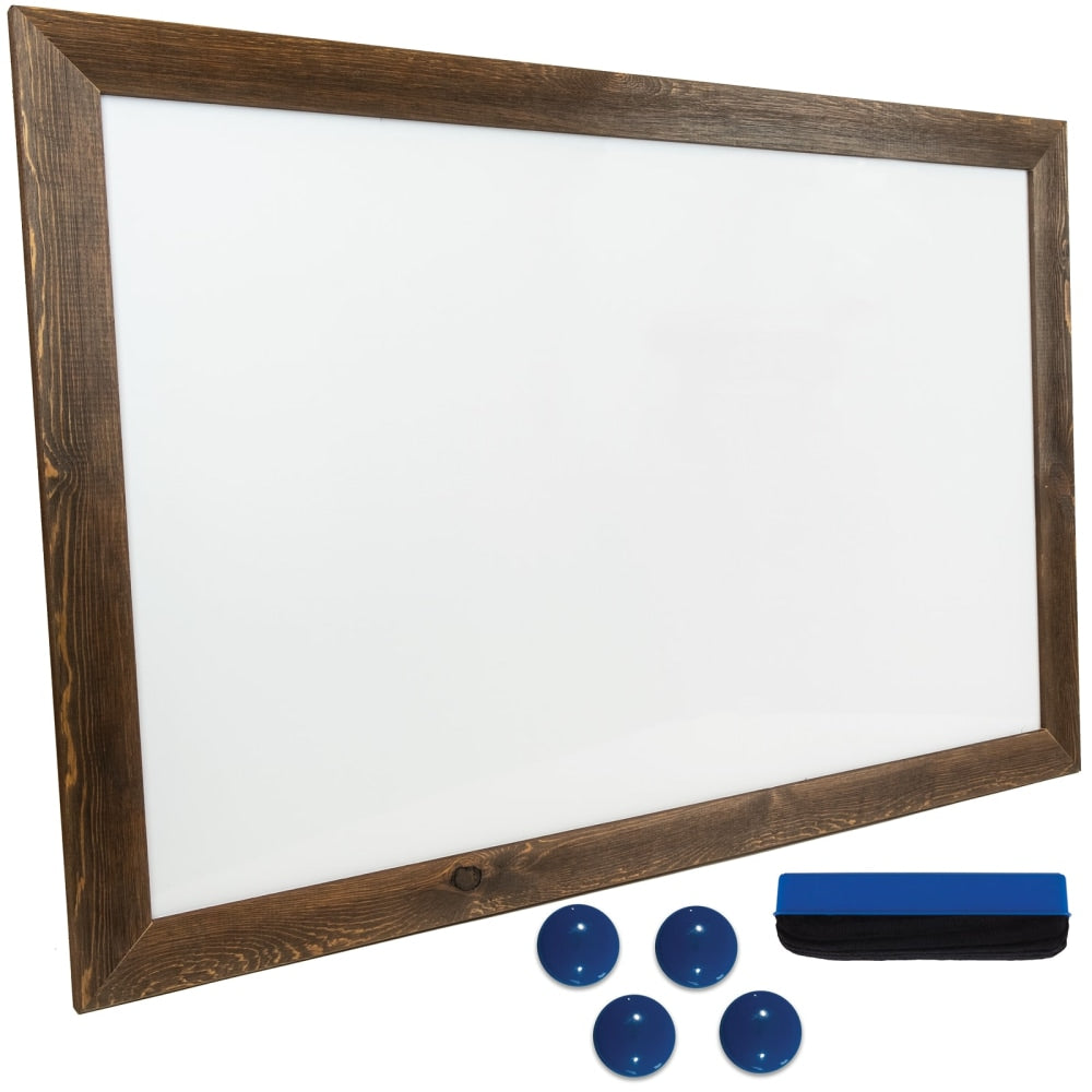 Excello Global Products Magnetic Dry-Erase Whiteboard, Steel, 24in x 36in, Brown Wood Frame