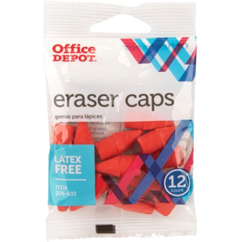 Office Depot Brand Eraser Caps, Red, Pack Of 12 Eraser Caps