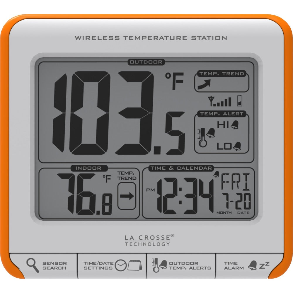 La Crosse Technology 308-179OR Wireless Weather Station - Clock, Calendar, Alarm - For Indoor, Outdoor - 1 / Pack