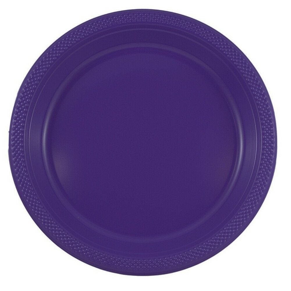 JAM PAPER Round Plastic Party Plates, Large, 10 1/4 inch, Hot Purple, 20/Pack