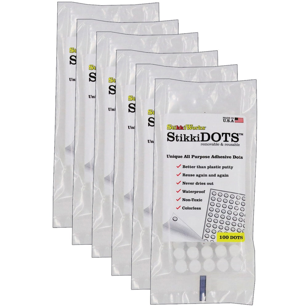 Stikkiworks Co. StikkiDOTS , Adhesive Dots, 100 Per Pack, 6 Packs