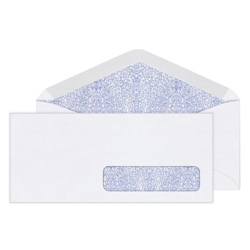 Office Depot Brand #10 Security Envelopes, Right Window, 4-1/8in x 9-1/2in, Gummed Seal, White, Box Of 500