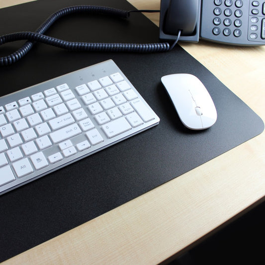 Floortex Desktex Vinyl Rectangular Desk Pads, 19in x 24in, Black, Pack Of 4 Desk Pads
