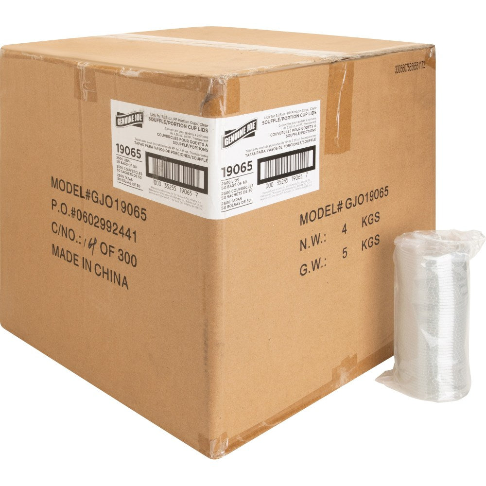 Genuine Joe Portion Cup Lid - 2.9in Diameter - Transparent, Clear - 50/Bag - 50 / Carton