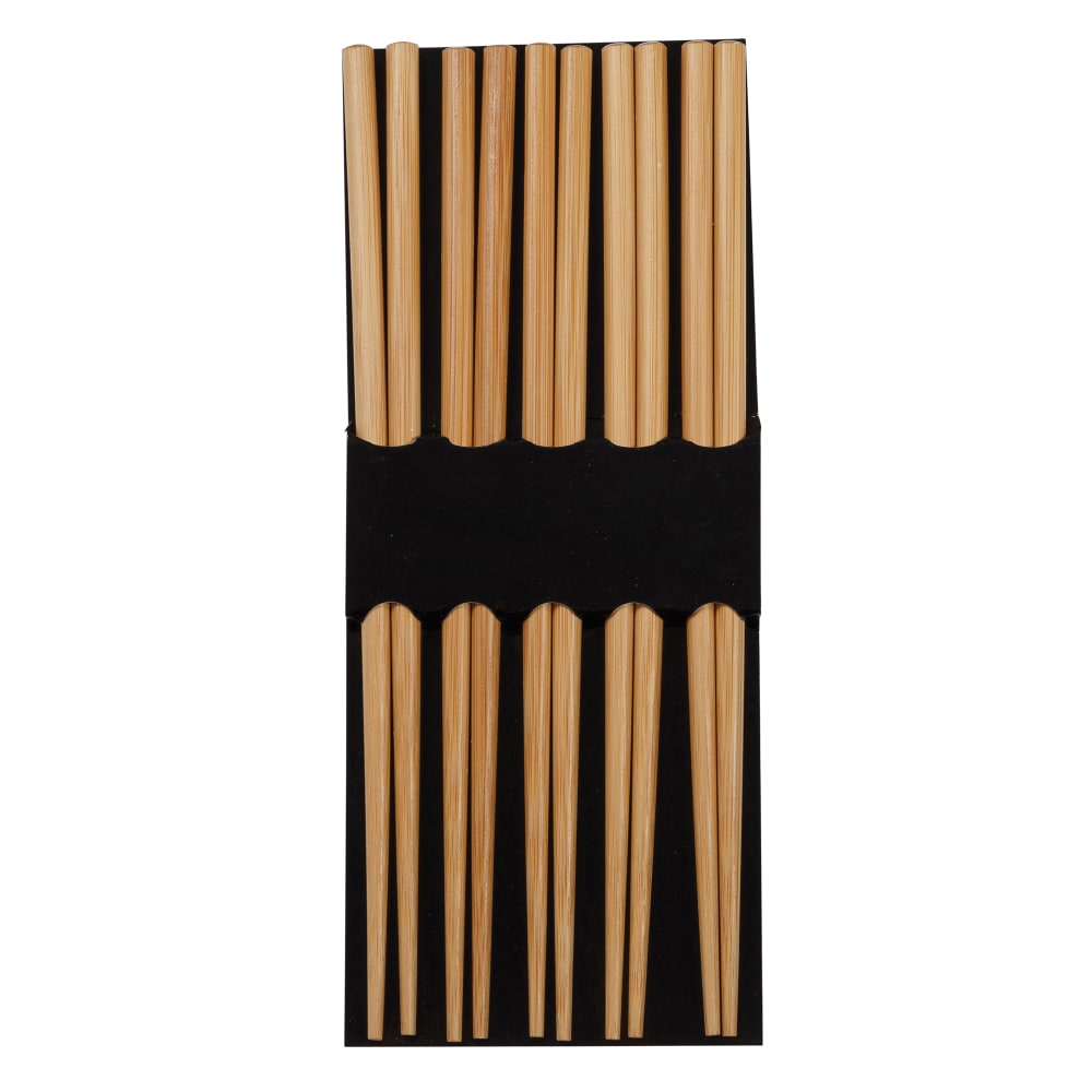 Joyce Chen Reusable Burnished Bamboo Chopsticks, 9inH x 1/4inW x 1/4inD, Pack Of 5 Pairs