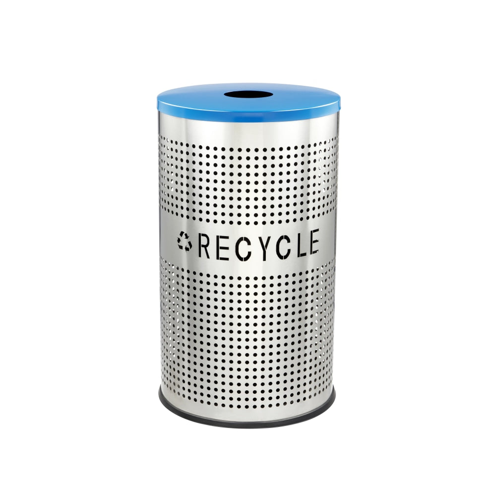 Alpine 26 Gallon Perforated Recycle Bin Trash Can with Lid and Liner, Blue