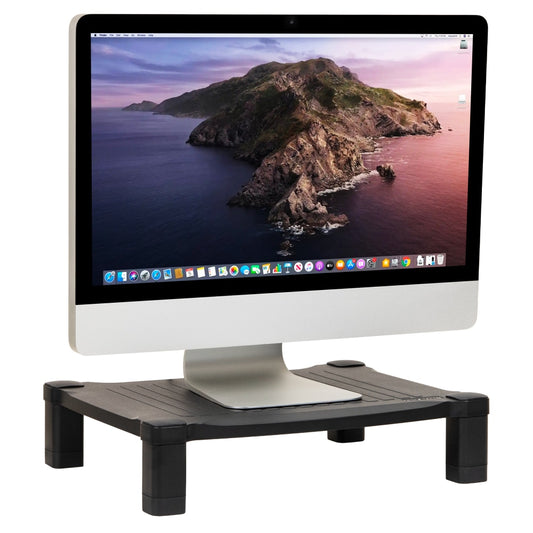 Mind Reader Adjustable Monitor Stand, 4inH x 13-1/4inW x 17-1/4inL , Black