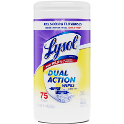 Lysol Dual-Action Disinfecting Wipes, Citrus Scent, 7in x 7.25in, Container Of 75