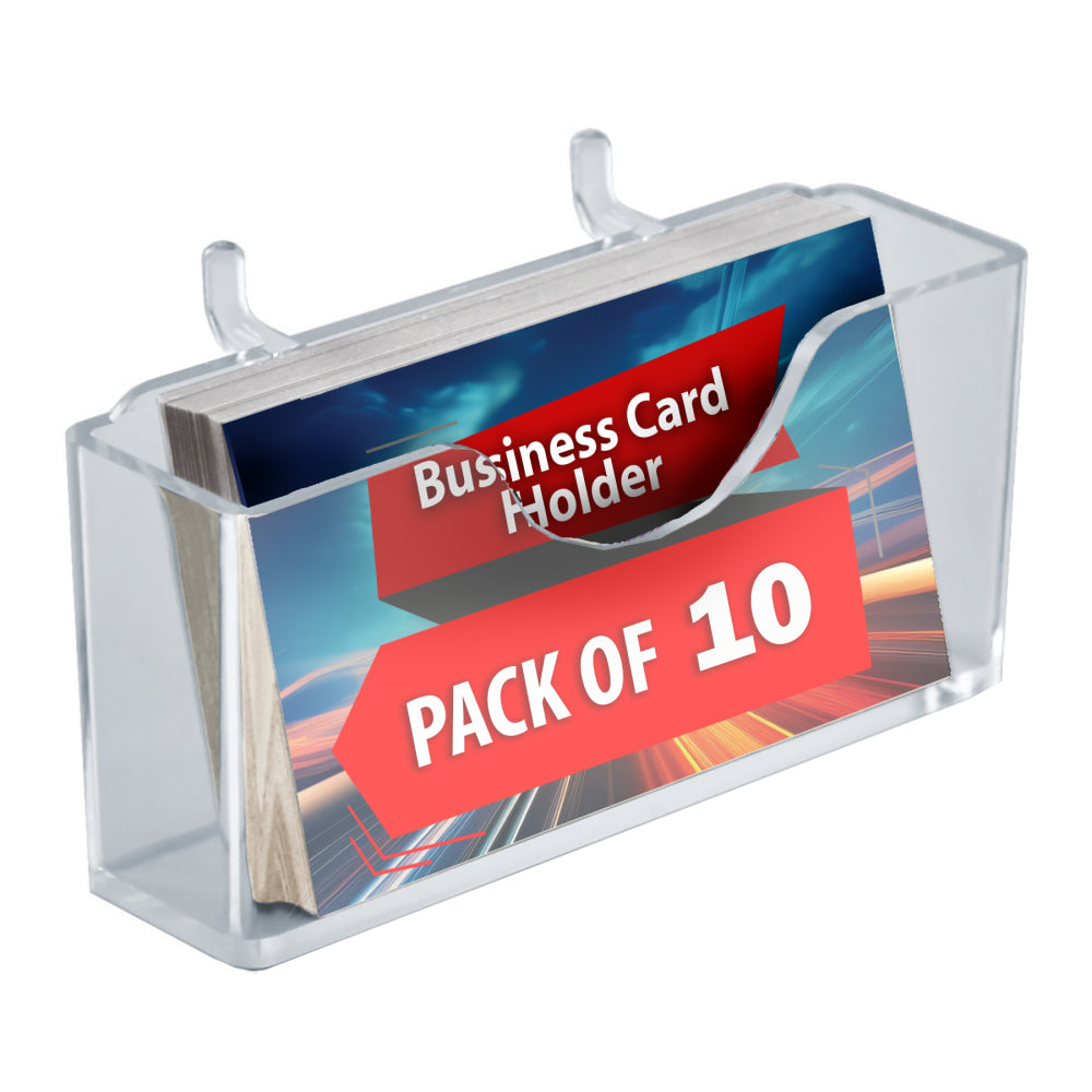 Azar Displays Horizontal Business Card Holders, 4inH x 4-1/8inW x 7/8inD, Clear, Pack Of 10 Holders