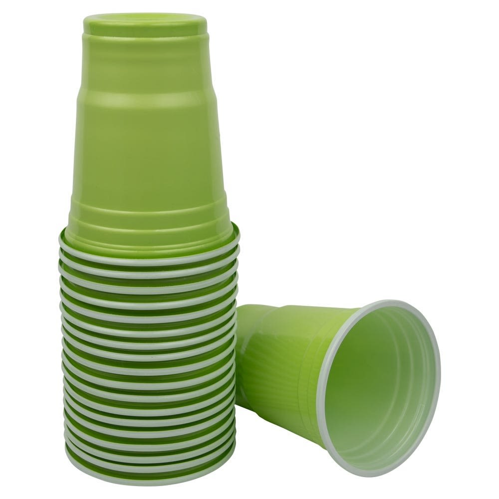 JAM PAPER Plastic Party Cups, 12 oz, Lime Green, 20 Glasses/Pack