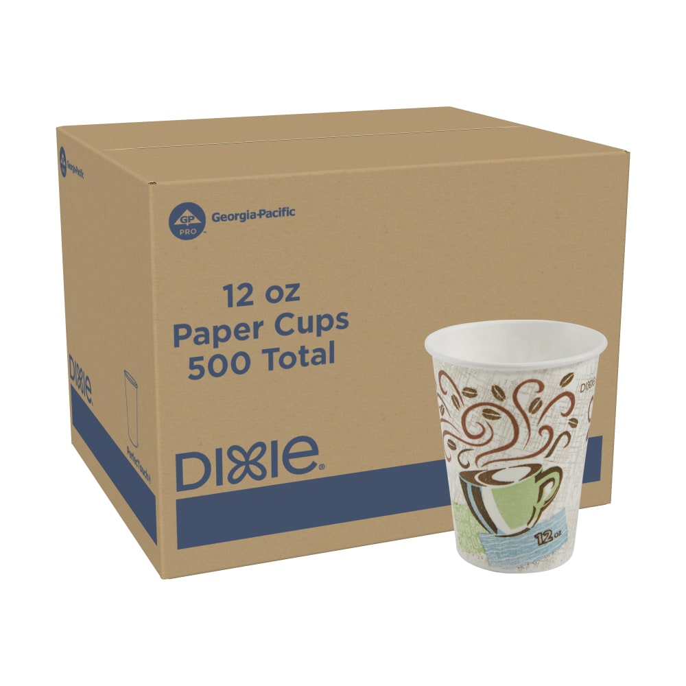 Dixie PerfecTouch Insulated Hot Cups, 12 oz, Coffee Haze, 500 Count (25 Cups Per Pack, 20 Packs Per Case)