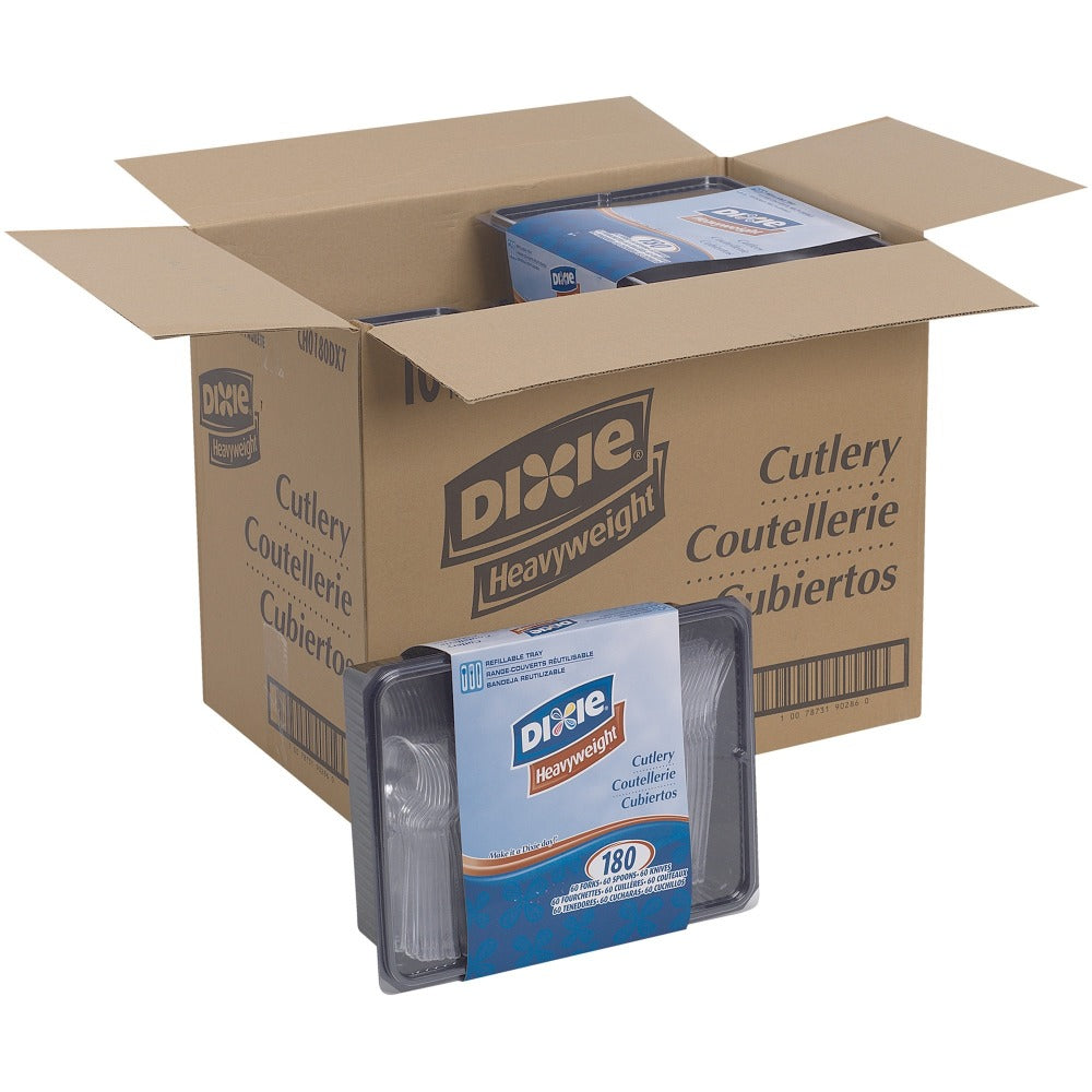 Dixie Heavyweight Disposable Forks, Knives & Teaspoons Keeper Pack Grab-N-Go by GP Pro - Cutlery Set - CH0180DX7CT