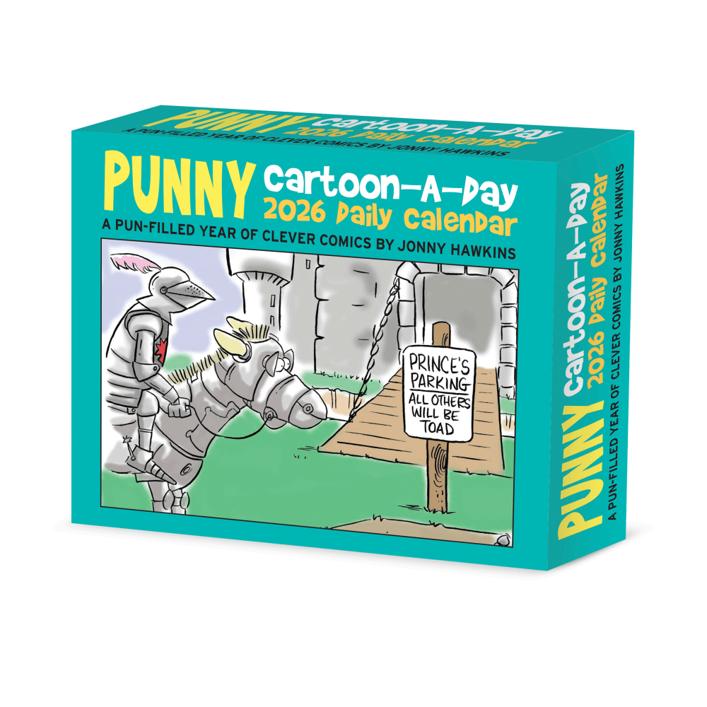 2026 Willow Creek Press Page-A-Day Daily Desk Calendar, 6-1/4in x 5-1/2in, Punny Cartoon-A-Day by Jonny Hawkins, January To December, 54390