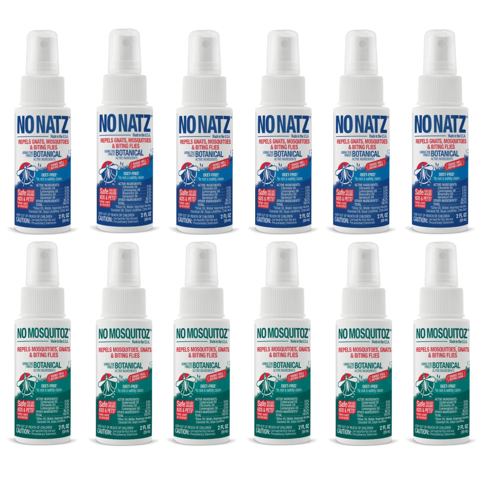 No Natz and No Mosquitoz Botanical Insect Repellent, DEET-Free, 2 Oz Spray Bottle, 6-Pack