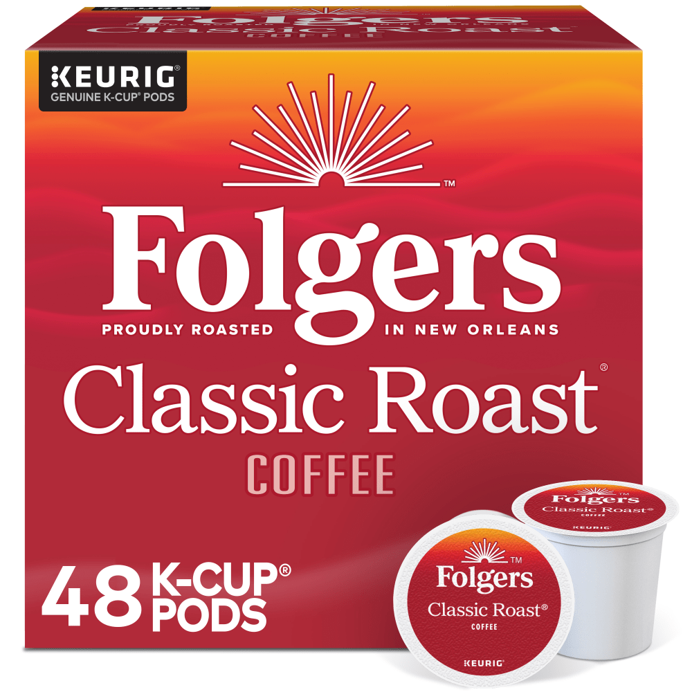 Folgers Gourmet Selections Medium Roast Keurig Single-Serve K-Cup Pods, Classic, Box Of 48 K-Cup Pods