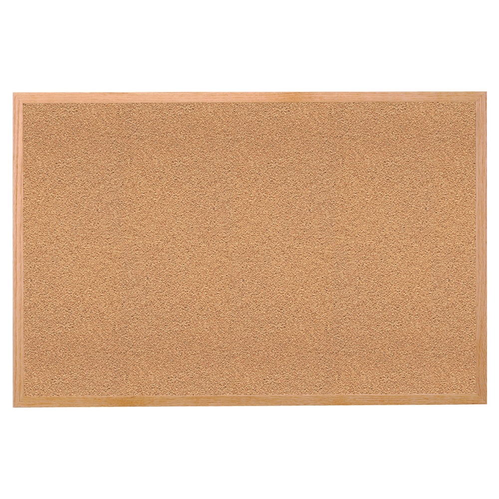 Ghent Cork Bulletin Board, 18in x 24in, Wood Frame With Brown Finish
