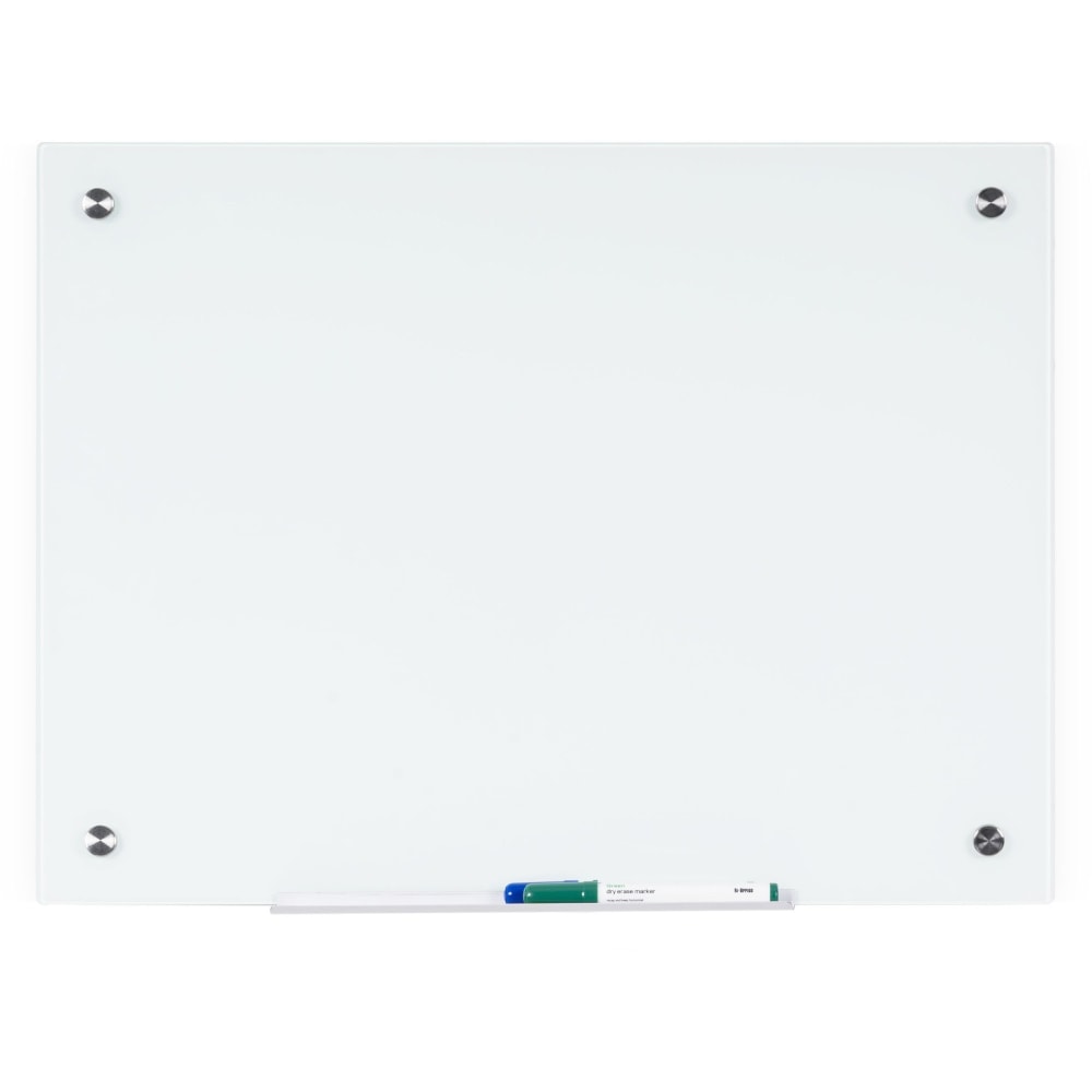 Bi-silque Dry-Erase Glass Board - 36in (3 ft) Width x 48in (4 ft) Height - White Glass Surface - Rectangle - Horizontal/Vertical - 1 Each