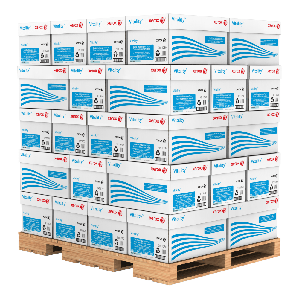 Xerox Vitality Pastel Color Multi-Use Printer & Copy Paper, 400 Reams, Blue, Letter (8.5in x 11in), 200000 Sheets Per Pallet, 20 Lb