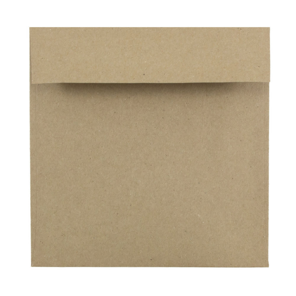 JAM Paper Square Invitation Envelopes #6, Gummed Seal, 100% Recycled, Brown Kraft Paper Bag, Pack Of 25