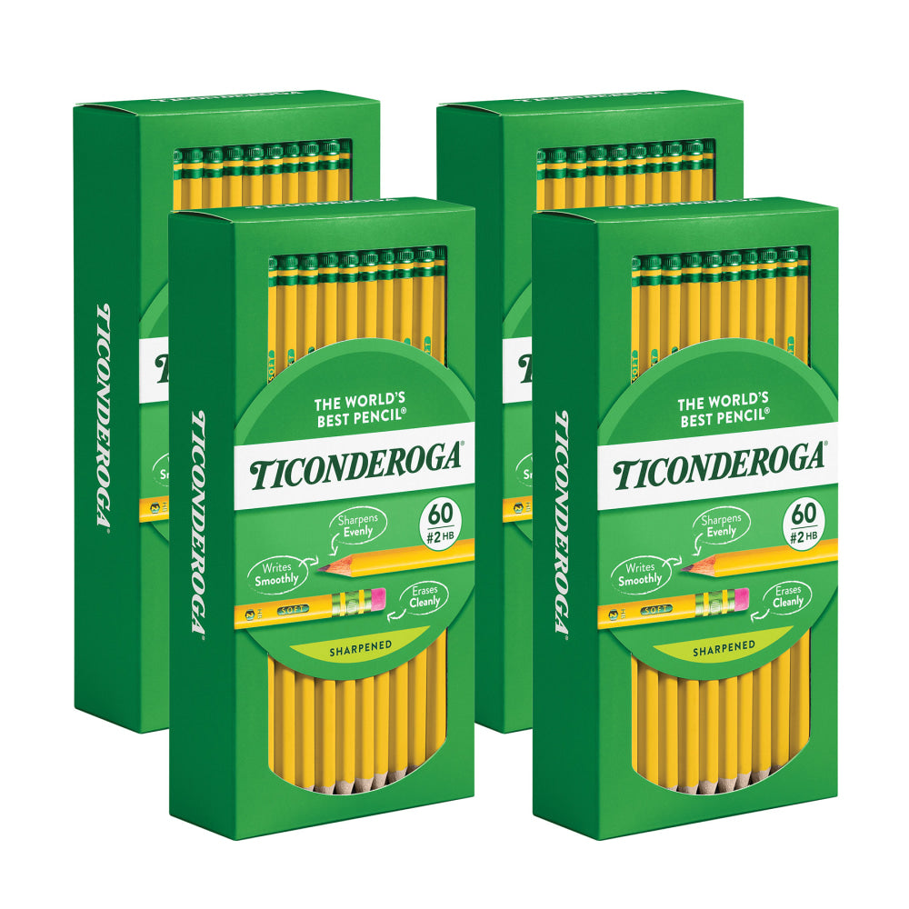 Ticonderoga Presharpened Wooden Pencils, #2/Soft, Yellow, Pack Of 240 Pencils