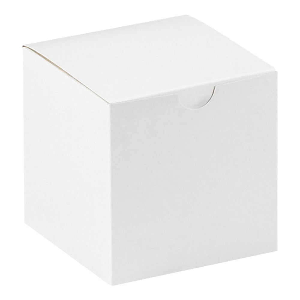 Partners Brand Gift Boxes, 4inL x 4inW x 4inH, 100% Recycled, White, Case Of 100