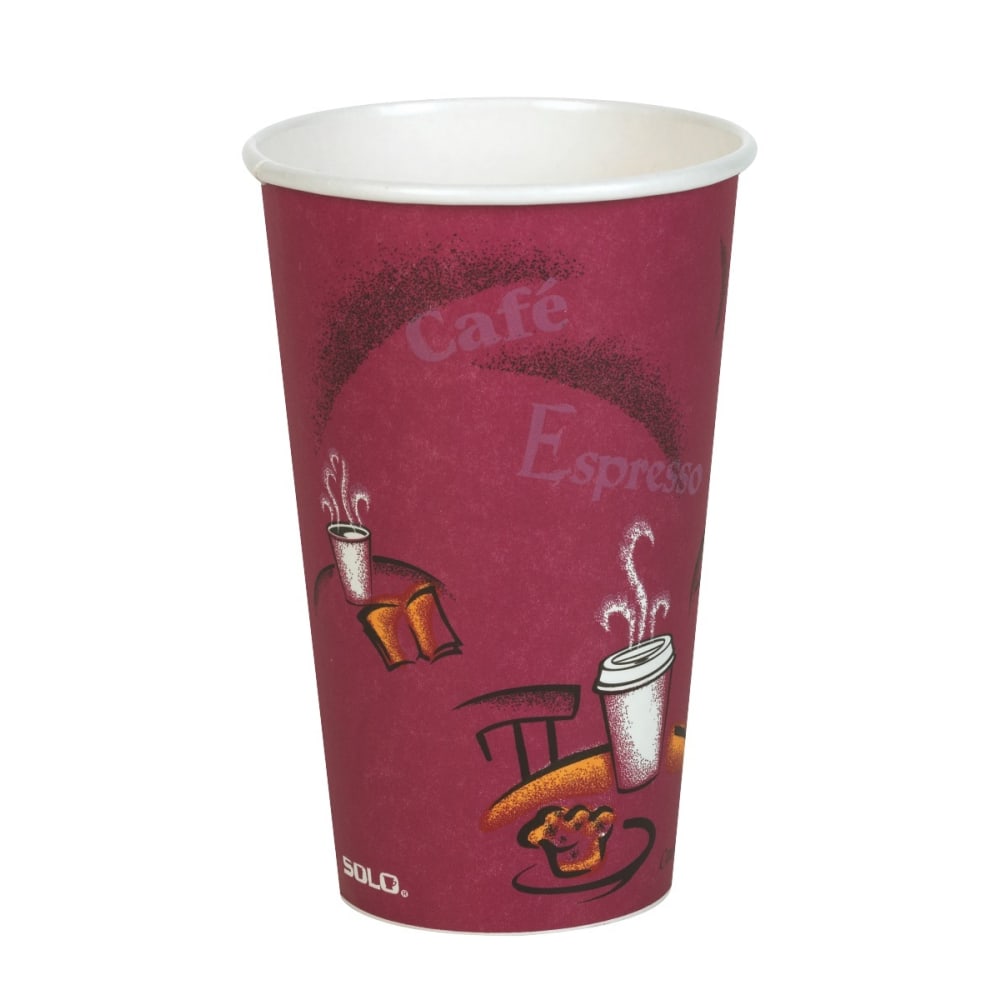 Solo Cup Paper Hot Cups, 16 Oz, Maroon, Carton Of 300 Cups