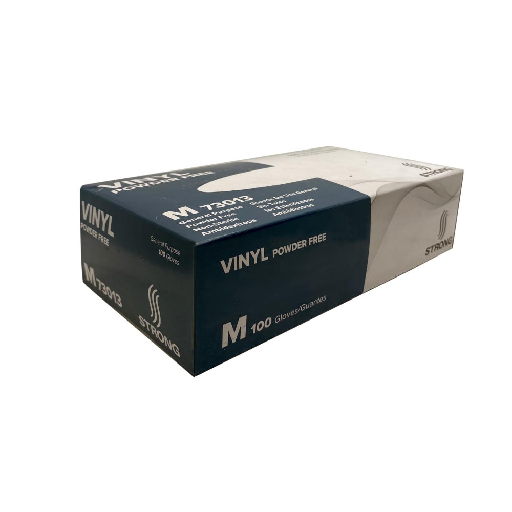 Strong Manufacturers Powder Free Vinyl Food Service Gloves, Medium, Clear, 100 Gloves Per Box, Case Of 10 Boxes