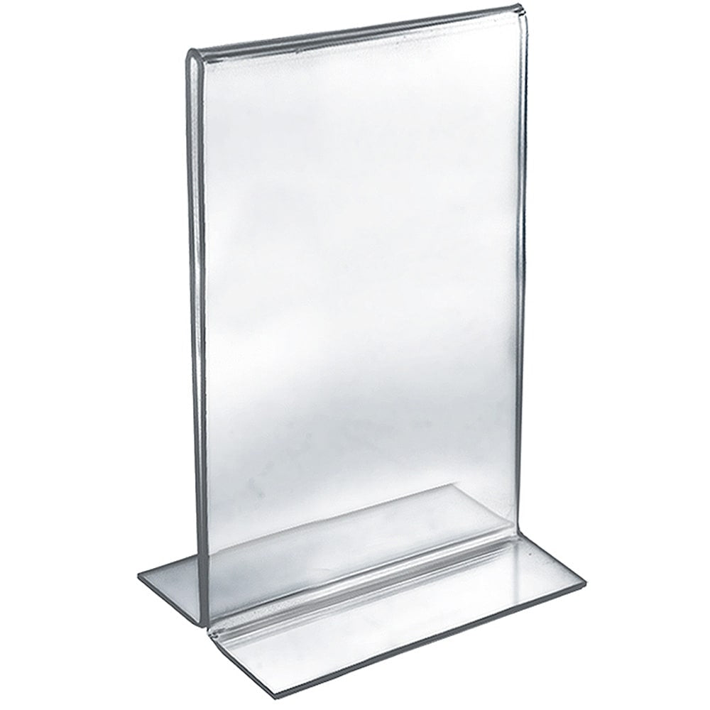 Azar Displays Double-Foot Acrylic Sign Holders, 14in x 8 1/2in, Clear, Pack Of 10