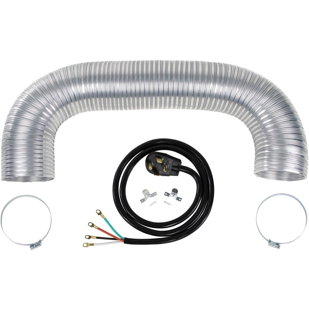 Certified Appliance Accessories Electric Dryer Duct Kit with 4-Wire 30-Amp 6ft Cord - Aluminum - Silver, Black