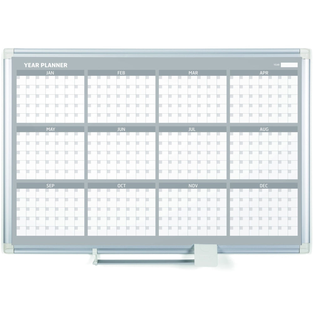 MasterVision 36in 12-month Calendar Planning Board - Yearly - 12 Month - White - Aluminum - 24in Height x 36in Width