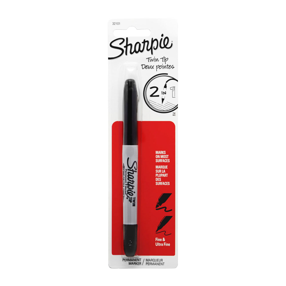 Sharpie Twin-Tip Marker - Fine and Ultra Fine Marker Point - Black Alcohol Based Ink