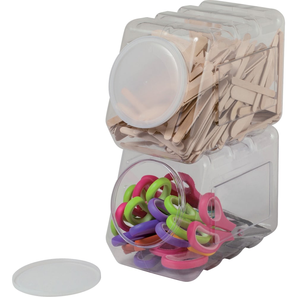 Pacon Interlocking Storage Container With Lid - External Dimensions: 5.5inx 9.5in Depth x 6.8in - Interlocking Closure - Plastic - Clear - 1 / Each