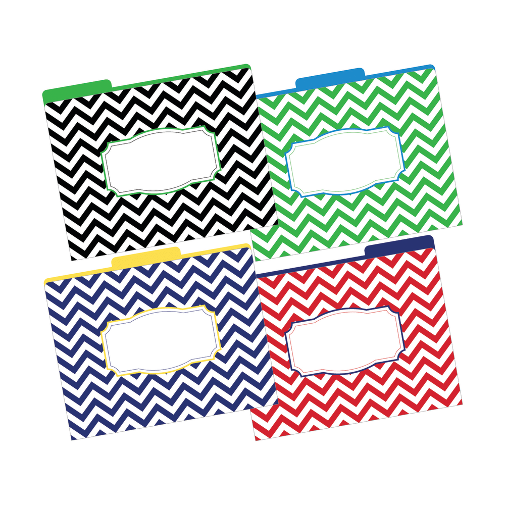 Barker Creek Tab File Folders, 8 1/2in x 11in, Letter Size, Chevron Nautical, Pack Of 12