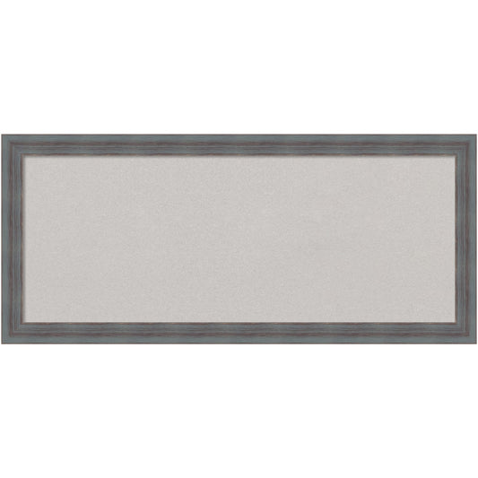 Amanti Art Rectangular Non-Magnetic Cork Bulletin Board, Gray, 32in x 14in, Dixie Blue Gray Rustic Wood Frame