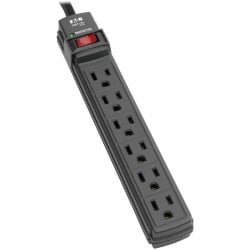 Eaton Tripp Lite Series Surge Protector Power Strip 6 Outlet 6ft Cord 360 Joules Black - Surge protector - TLP6B