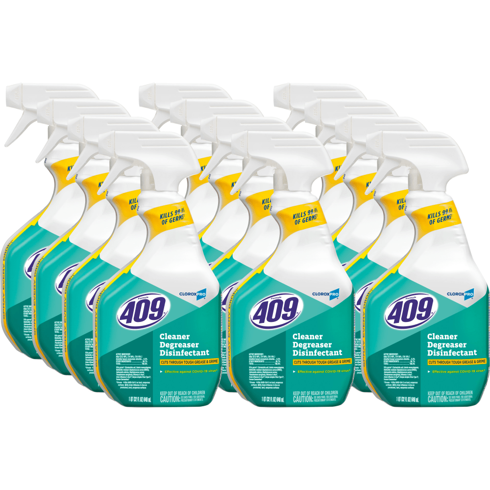 CloroxPro Formula 409 Cleaner Degreaser Disinfectant, 32 Fl Oz Spray, Case Of 12
