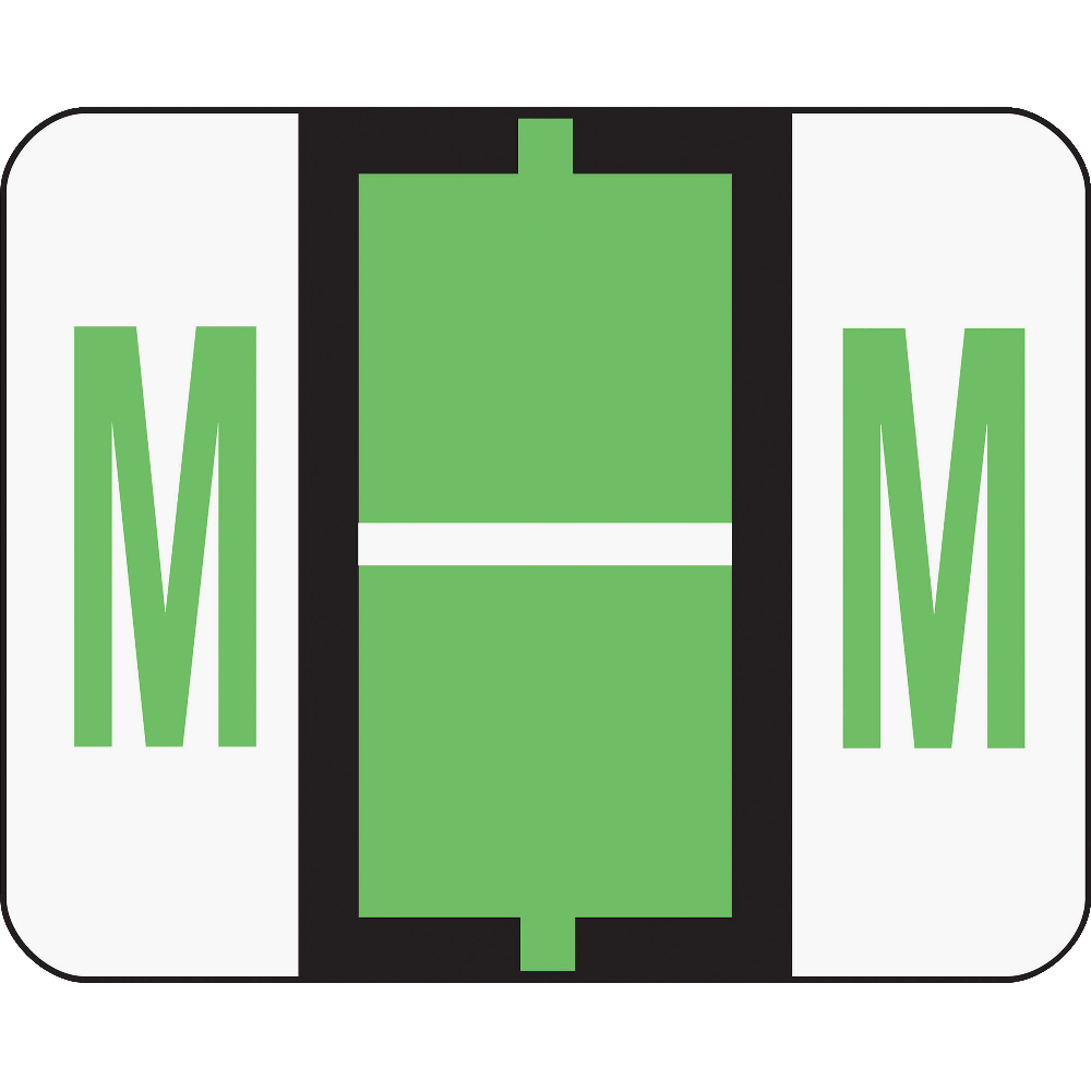 Smead BCCR Bar-Style Permanent Alphabetical Labels, M, Light Green, Roll Of 500
