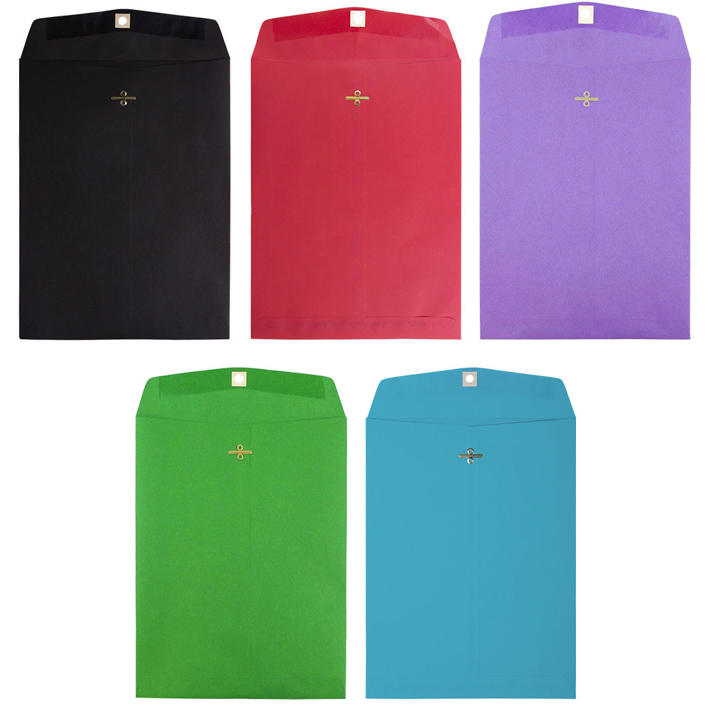 JAM Paper Open-End 9in x 12in Catalog Envelopes, Clasp Closure, Assorted, Pack Of 50