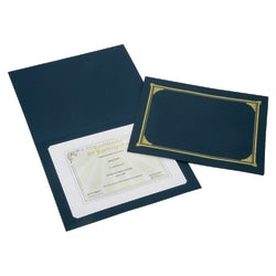 SKILCRAFT Certificate/Document Cover, 8 1/2in x 11in, 8in x 10in, A4, Blue/Gold, Pack Of 5 (AbilityOne 7510-01-519-5771)