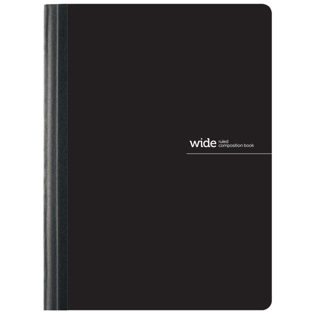 Office Depot Brand Poly Composition Book, 7-1/2in x 9-3/4in, Wide Ruled, 80 Sheets, Black