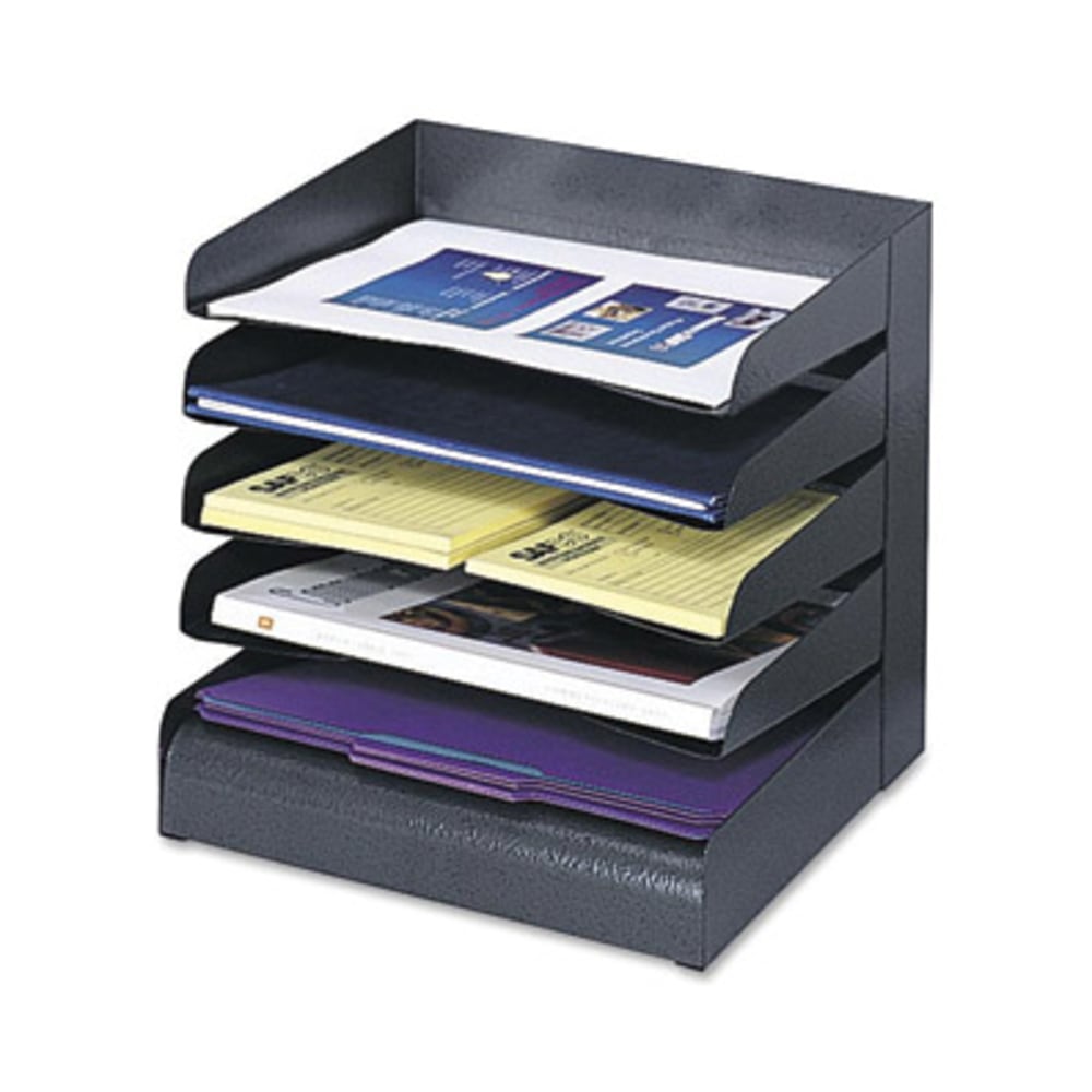 Safco Steel Desk Tray Sorter, 5 Shelf, 11 1/4inH x 12inW x 9 1/2inD, Black
