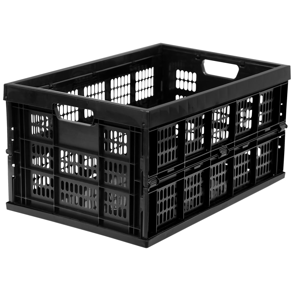 Mount-It! Collapsible Standard Duty Storage Crate, 10-1/2inH x 20-1/2inW x 13-15/16inD, Black