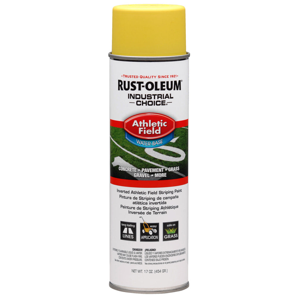 Rust-Oleum Industrial Choice AF1600 System Athletic Field Inverted Striping Paint, 17 Oz, Yellow, Case Of 12 Cans