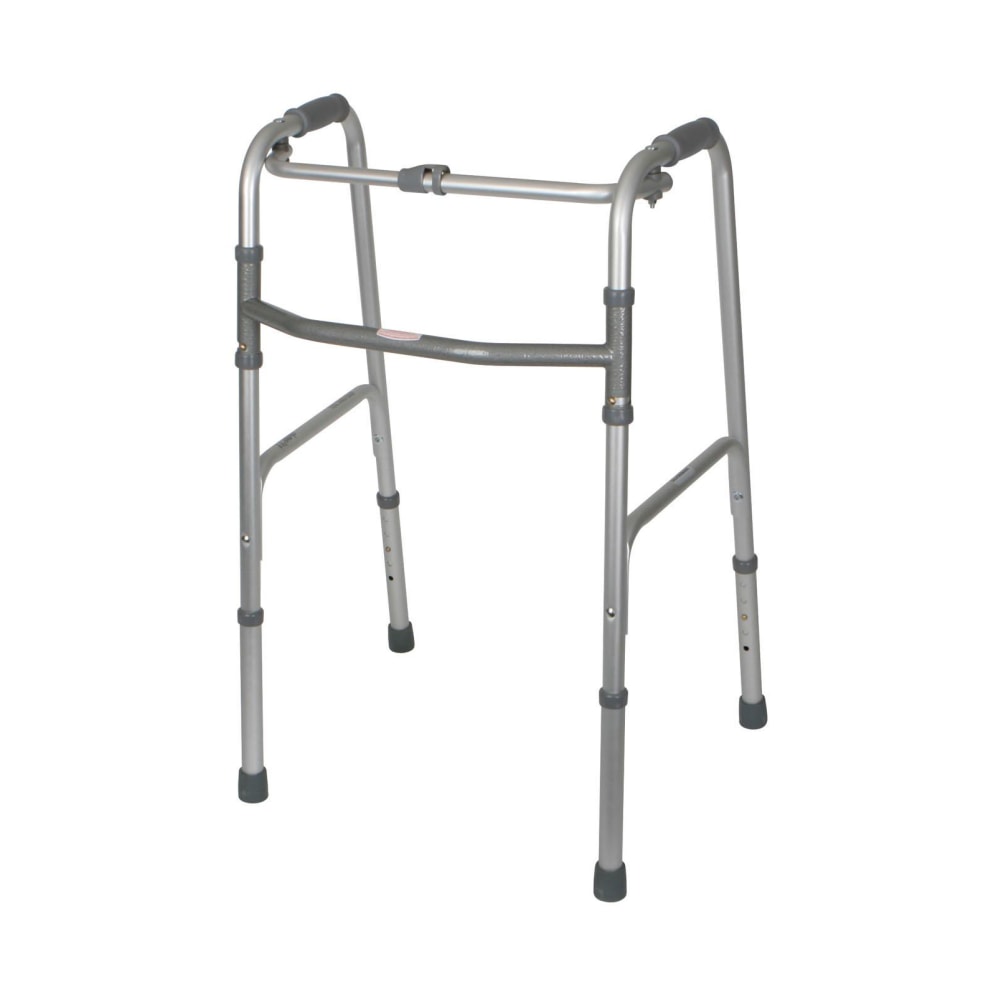 Medline Adult 1-Button Adjustable Aluminum Folding Walker, 25in - 32in