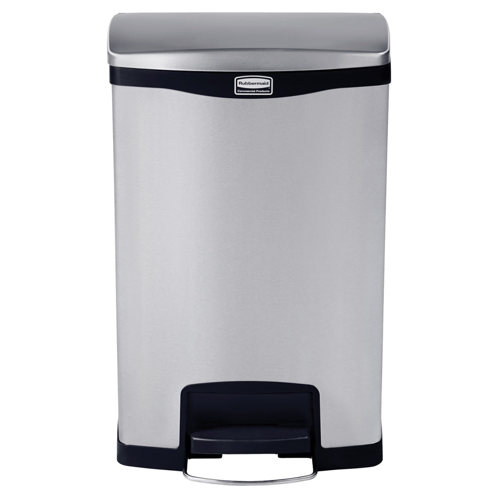 Rubbermaid Slim Jim Step-On Stainless Steel Front Step Container, 13 Gallons, Black