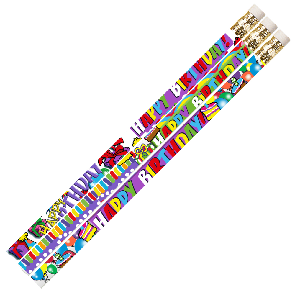 Musgrave Pencil Co. Inc. Motivational Pencils, Birthday Supreme, 12 Pencils Per Pack, Set Of 12 Packs