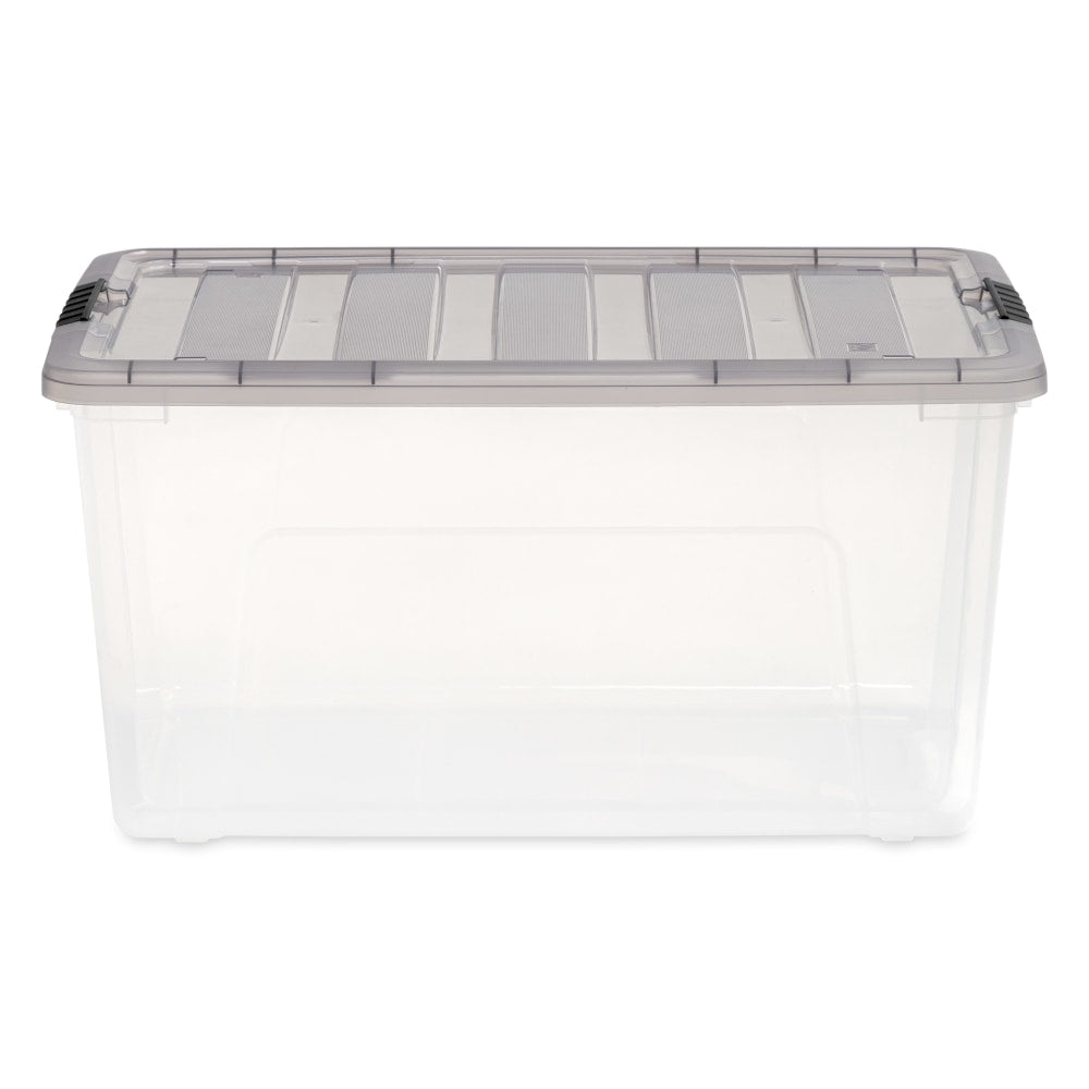 Iris Stack & Pull Storage Boxes, 18 Gallon, Clear/Gray, Set Of 3 Boxes