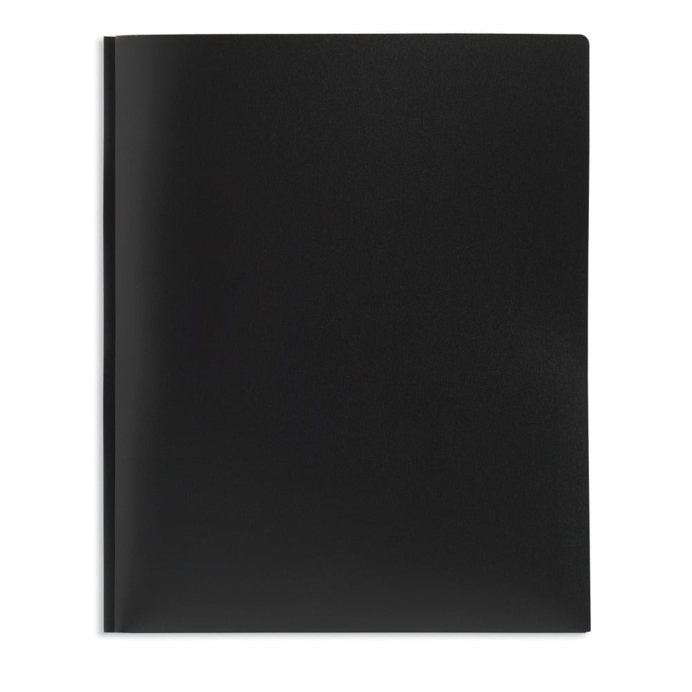 Office Depot Brand 2-Pocket School-Grade Poly Folder with Prongs, Letter Size, Black